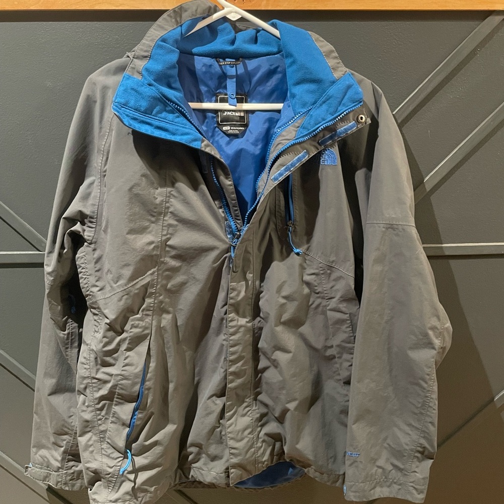 Gray and Blue The North Face Jacket
